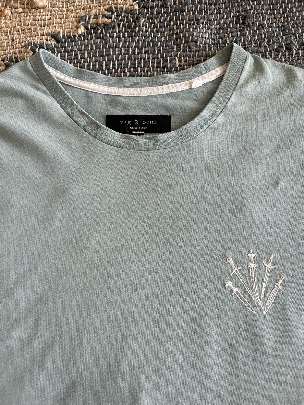 Rag & Bone Dagger Embroidered Tee Sage Green Short Sleeve T-Shirt Size M